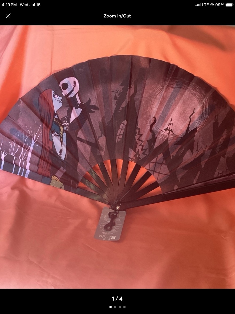 The Nightmare Before Christmas Silk Fan - Jack & Sally Design